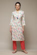 Off White LIVA Straight Kurta image number 1